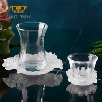 Vajilla de Vidrio Reutilizable de Lujo con Grabado de Cristal de la Serie Rose de SAINT-VIEW, Taza para Café, Jugo de Frutas y Té, con Logotipo Personalizado para Restaurante