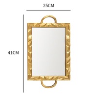 Plateau en plastique vintage style shabby chic Art Déco avec poignées miroir, motif feuille de laurier doré fait main, pour décoration de table de mariage