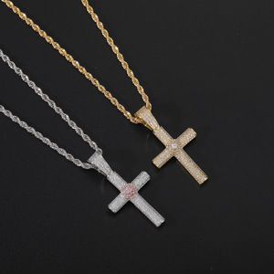 Flower <b>Cross</b> Pendant, Hip Hop Copper Inlaid Zircon Personalized <b>Cross</b> Necklace - Product Image 3