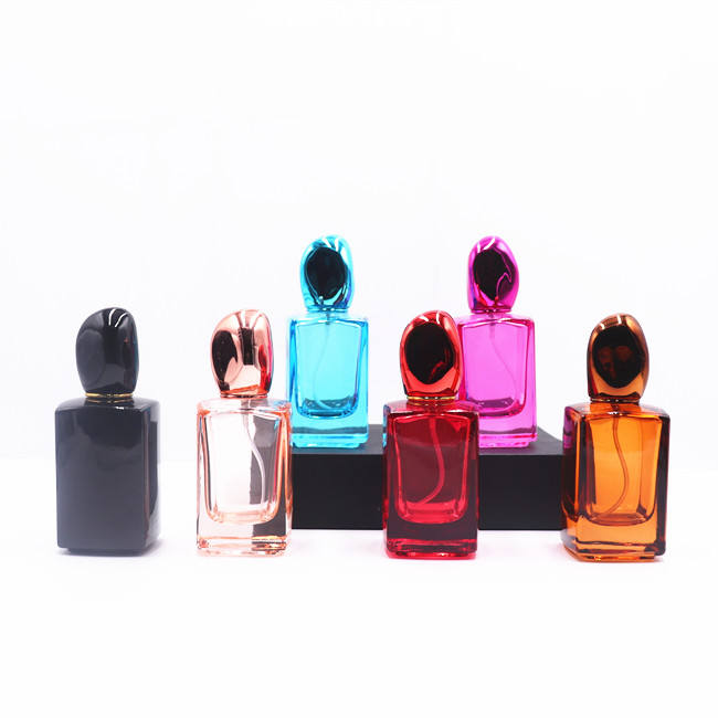 Colorful Square Empty Perfume Bottle 30Ml 50Ml 100Ml Glass Perfume Bottle  for Perfumes Fragrance Oil Packaging