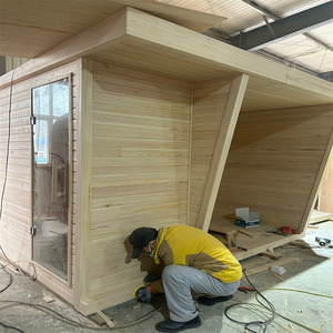 Sauna Elettrica Personalizzata per Esterni per 2-4 Persone, in Legno Massello, con Funzione Vapore Secco e Umido, Vasca per Immersione a Freddo e Bagno di Ghiaccio per Villa e Parco - Product Image 4