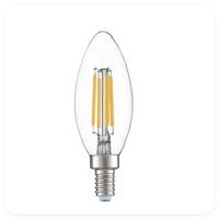 Ampoule LED à filament C35 CE ROHS NEW ERP, 220-240V 4W 440LM 6.5W 770LM, lumière blanc chaud 2700K 440lm non dimmable