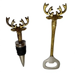 Tapón de botella y abridor de botellas de metal con cabeza de ciervo, juego de regalo de lujo para amantes de los bares, decoración para fiestas navideñas - Product Image 1