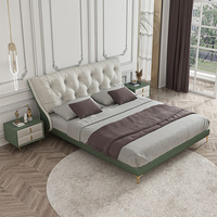 Cadre de lit King Size en cuir moderne de luxe Lit double haut Tête de lit en cuir rembourrée capitonnée Fabricants de qualité Doux