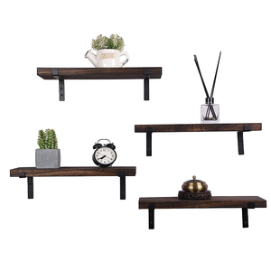 <span class=keywords><strong>Étagère</strong></span>s Flottantes de Rangement pour Décoration Murale en <span class=keywords><strong>Bois</strong></span> Rustique, Murales avec Supports Métalliques pour Chambre, Salon, Salle de Bain - Product Image 3