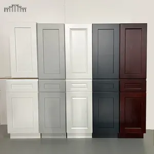 Fábrica al por mayor de madera maciza MDF tamaño estándar americano coctelera moderna Panel elevado estilo pintura acabado gabinetes de cocina