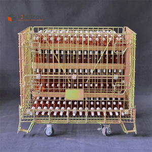 大型仓库叉车运输垂直存储4层高折叠钢制酒类储藏钢丝网容器带轮 - Product Image 2
