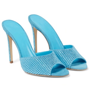 Tendenza della moda di alta qualità Sexy lucido strass donne di lusso <span class=keywords><strong>tacchi</strong></span> da festa indossare <span class=keywords><strong>tacchi</strong></span> <span class=keywords><strong>alti</strong></span> Slip On Round Open Toe <span class=keywords><strong>tacchi</strong></span> a spillo muli - Product Image 5