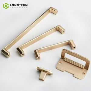Perlengkapan Furnitur Gagang dan Kenop Lemari Dapur Logam, Gagang Tarik Lemari Kuningan Bertekstur Knurled - Product Image 3