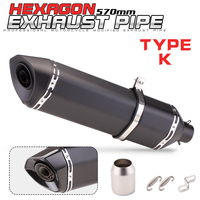 Silencieux d'échappement universel pour moto modifié, hexagonal rond, 51 mm, 570 mm, pour Z650 Mt07 Cbr250rr Crf150 Mt03 Mt15