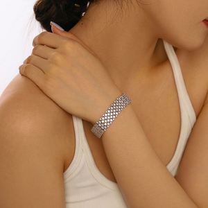 Dylam High End Jewelry 14cm Width Women S925 Silver Rhodium Plated Full Setting Eternity 5A Cubic Zirconia <b>Bangle</b> Bracelet - Product Image 3