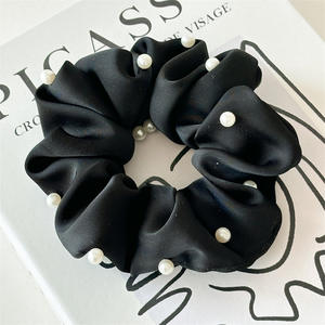 Nuevos Accesorios para el Cabello, Color Puro, Tela Satinada con Perlas, Alta Calidad, Tipo Seda, Alta Elasticidad, Scrunchies Grandes y Sencillos - Product Image 4