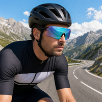 Lunettes de soleil sport sans monture à verres miroir pour hommes et femmes, avec plaquettes de nez réglables, protection UV400, style géométrique moderne 2026 pour activités de plein air