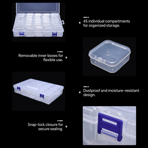 45-Grid Individual Dustproof Jewelry Organizer <b>Box</b> Multifunction Plastic Square Nail <b>Tools</b> <b>Storage</b> <b>Box</b> for Nail Art Accessories - Product Image 2