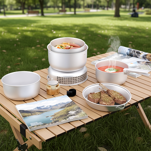 Ensemble <span class=keywords><strong>de</strong></span> 8 ustensiles <span class=keywords><strong>de</strong></span> cuisine <span class=keywords><strong>de</strong></span> <span class=keywords><strong>camping</strong></span> en aluminium 1-2L, légers, à chauffage rapide, antiadhésifs, pour le <span class=keywords><strong>camping</strong></span> en voiture - Product Image 1
