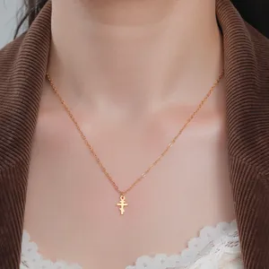 قلادة صليب أرثوذكسي مطلية بالذهب، صليب يسوع من الفولاذ المقاوم للصدأ، قلادة صليب للنساء والرجال، مجوهرات تميمة - Product Image 1