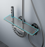 Système de douche mural en aluminium gris ZEPENG moderne à 4 fonctions avec éclairage LED et affichage numérique, ensemble de robinets de douche pour salle de bain