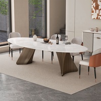 Ensemble de salle à manger de style palais royal, mobilier de luxe, base en bronze, table à manger en marbre de qualité commerciale pour 12 personnes
