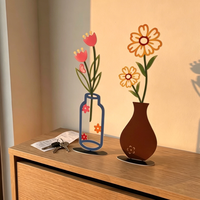 Vase décoratif créatif en fer, imprimé 2D couleur unie, pour décoration murale de salon et intérieur, porte-fleurs, anniversaire
