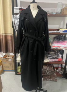 Casaco Elegante Feminino de Lã Marrom com Cinto, Lapela Solta, Abotoamento Duplo, Casual, Grosso, X-Long, de Caxemira, com Botões - Product Image 3