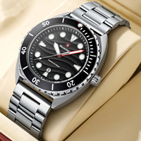 Montres à quartz pour hommes NS Never Stop N983, étanches à 30 m, aiguilles lumineuses, bracelet en acier inoxydable, date automatique, montre-bracelet pour hommes