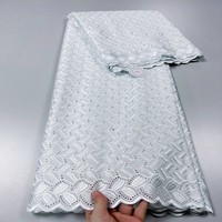 Tissu africain en pur coton brodé de couleur unie pour le commerce transfrontalier, dentelle sèche de haute qualité
