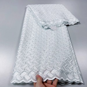 Bordado de algodón de color sólido de comercio exterior transfronterizo tela africana de encaje seco de alta calidad Tissu Africain en PUR Coton - Product Image 3
