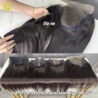 Rambut Virgin Berkualitas Tinggi Ghair 100% Rambut Asli Manusia 2*6 5*5 9*6 HD Lace Wig Tanpa Lem dengan Resleting yang Dapat Diganti