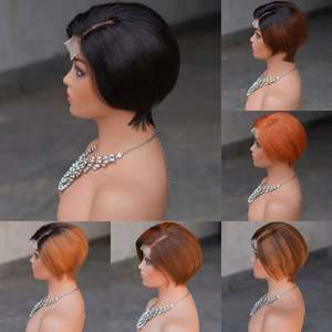 Peluca Brasileña Amygirl de 8 Pulgadas 4x4 con Ondas Suaves, Sin Pegamento, con Frente de Encaje Transparente, 100% Cabello Virgen Remy, 180% de Densidad, Peluca Corta - Product Image 4