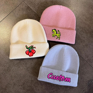Gorros de Punto Personalizados con Logotipo Bordado en 3D, Gorros de Invierno Cálidos de Acrílico para Mujer, Gorros de Jacquard Lisos - Product Image 5