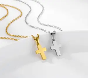 可爱儿童十字架吊坠不锈钢14k金项链宗教十字架魅力基督教珠宝制作