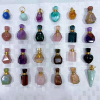 Offres Spéciales naturel Rose Quartz parfum bouteille d'huile collier pierre de guérison améthyste bouteille pendentif pour bricolage cristal artisanat cadeau