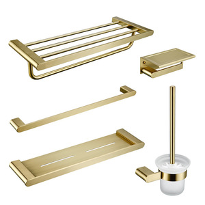 Porte-serviettes en acier inoxydable doré 304, étagère de salle de bain, barre de toilette, accessoire de quincaillerie - Product Image 3