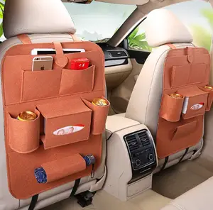 2024 Wholesale Eco-Durable Grey Leather Car Seat Back Organizer with Customized Logo Storage Box Function