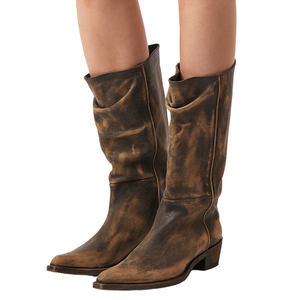 <span class=keywords><strong>รองเท้า</strong></span>บูตยาวกลางน่องหัวแหลมสำหรับผู้หญิง46นิ้ว<span class=keywords><strong>รองเท้า</strong></span>บูตทรงสี่เหลี่ยมสูงส้นเตี้ยรองเท้าสไตล์คาวบอยตะวันตก - Product Image 6