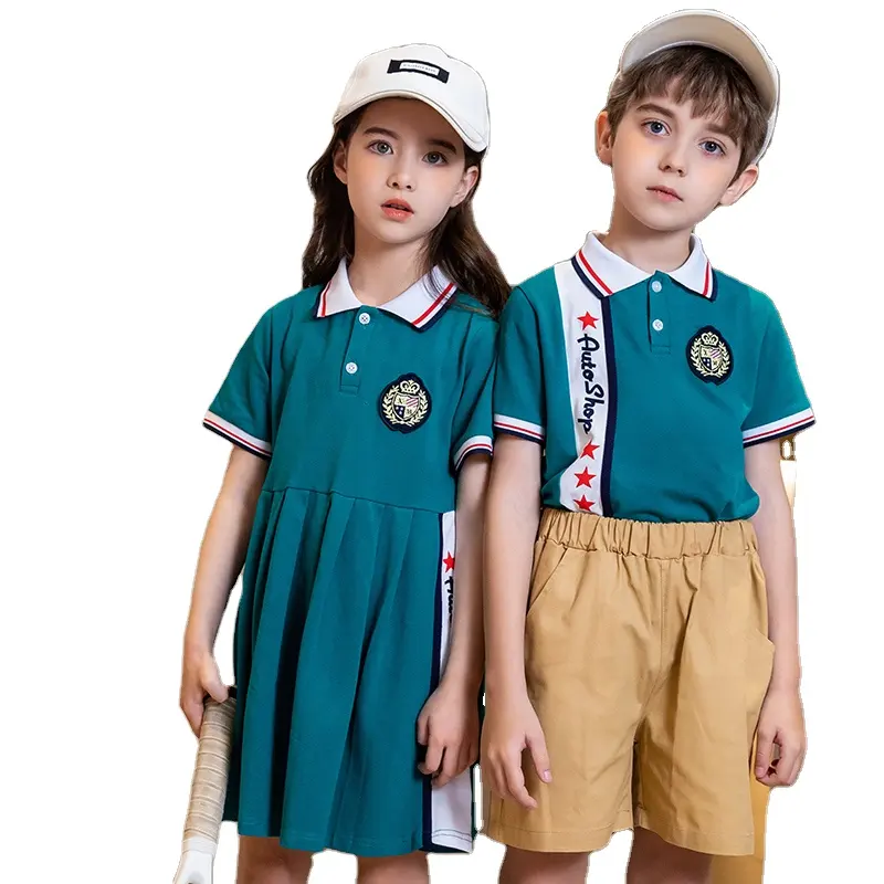 बच्चों को स्कूल वर्दी डिजाइन लड़की पोशाक सामग्री कपड़े गुणवत्ता खेलों शैली रंग अनुकूलित स्कूल वर्दी डिजाइन