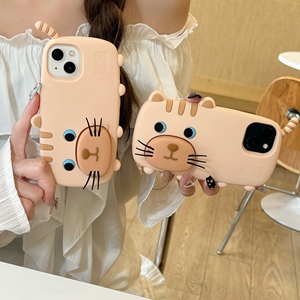 Funda de teléfono con personaje de silicona con soporte de gato 3D para Iphone 16 15 14 13 Pro Max, bonita funda protectora a prueba de golpes - Product Image 2