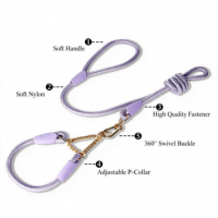 Laisse pour chien multifonction 4 en 1 personnalisée en usine, logo gravé au laser, laisse en nylon, 9 couleurs pour chiens et chats, vente en gros