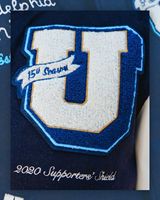 Veste universitaire à manches en cuir brodées en chenille pour hommes veste d'université de style de rue