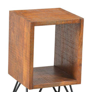 โต๊ะข้างเตียงไม้เนื้อแข็งดีไซน์ทันสมัยพร้อมถาดวางของว่างโลหะ ปรับแต่งได้ เฟอร์นิเจอร์ห้องนอน รับน้ำหนักได้ดี - Product Image 3