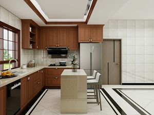 Toàn Bộ Tủ Bếp Đặt Gỗ Rắn Với Vương Miện Đúc Đảo Granite Thép Không Gỉ Bồn Rửa Căn Hộ Nhà Bếp - Product Image 6