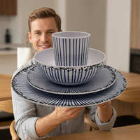 Services de table en mélamine durables, réutilisables, écologiques, sans BPA, pour le camping et la maison, avec logo et motif personnalisés vintage