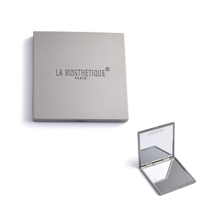Miroir de poche personnalisé avec logo, miroir compact de luxe gris mat, double face - Product Image 3