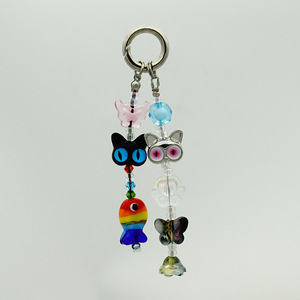 Llavero <span class=keywords><strong>de</strong></span> luz con cuentas <span class=keywords><strong>de</strong></span> colores surtidos <span class=keywords><strong>de</strong></span> gatito <span class=keywords><strong>dulce</strong></span> y lindo, hecho a mano, con diseño <span class=keywords><strong>de</strong></span> flor, mariposa y pez, para teléfono o como colgante para bolso - Product Image 6