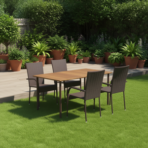 Set da pranzo in legno massello di acacia 59,1 x 35,4 x 28,3 pollici, marrone, per esterni, con struttura in acciaio resistente alle intemperie - Product Image 2