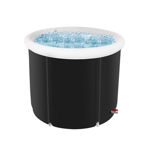 <b>Inflatable</b> Bathtub PVC Round Foldable Adult <b>Bathing</b> Tub Home Use Black And Royal Blue - Product Image 5