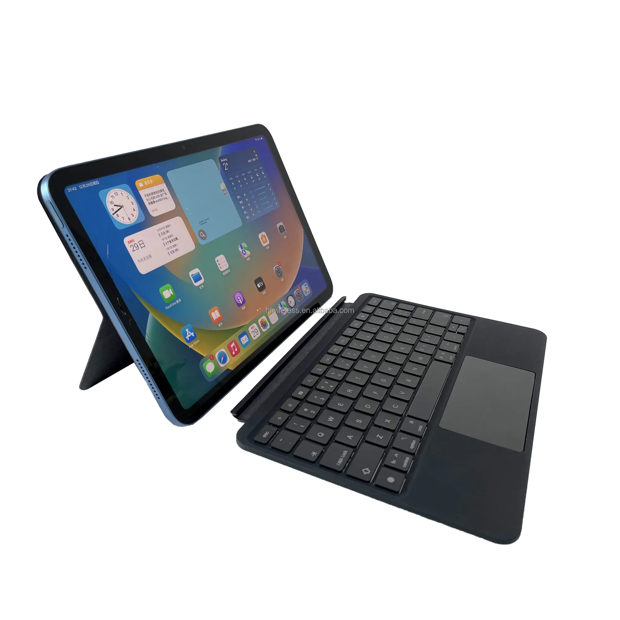 Folio Magic – clavier BT sans fil, étui en cuir séparé pour iPad 10e génération 2022 coloré 7 rvb rétro-éclairé RTS