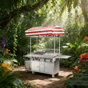 Rust Resistant Stainless Steel 4 Wheel Convertible Mobile Snack Food Cart <b>Grill</b> Built-In Heater 2 Year Warranty for <b>Outdoor</b> Use - Product Image 5