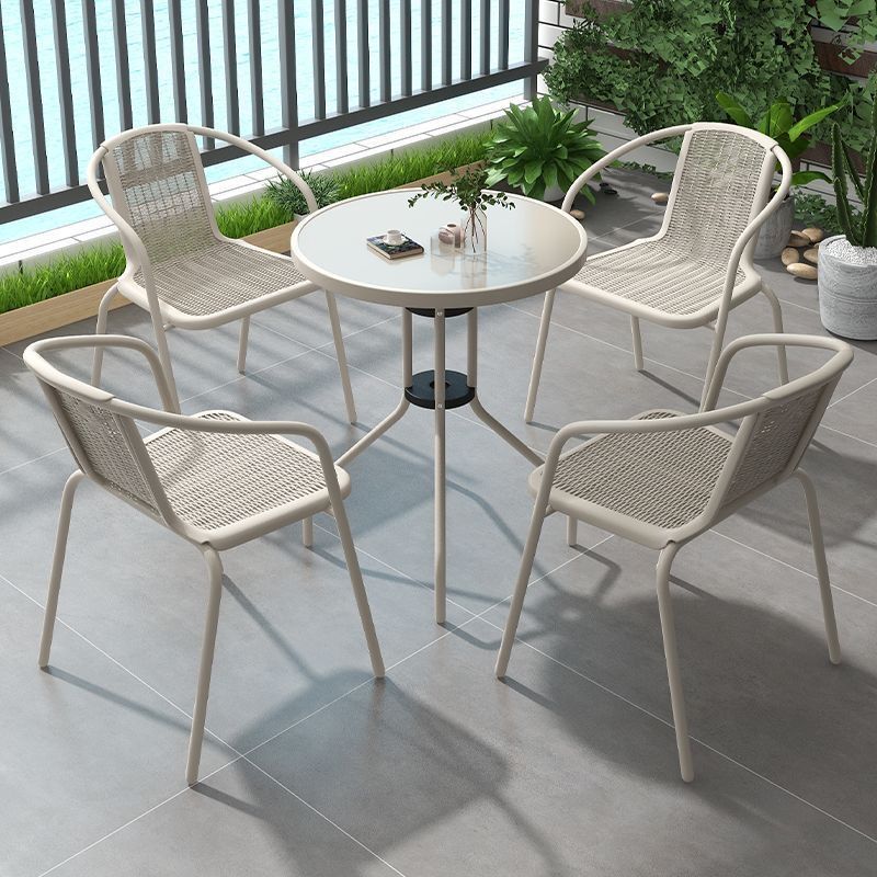 60cm diameter champagne-colored round table with 4 chairs