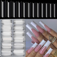 240 pièces/boîte, faux ongles XXL extra droits, longs, carrés, forme cercueil, courbés en C, en ABS, pour manucure, salon et outils de nail art
